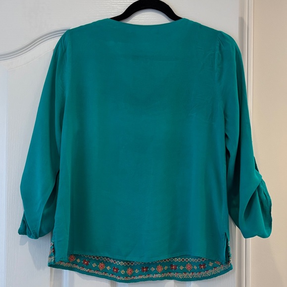 Savanna Jane Turquoise Floral Embroidered Blouse - Picture 2 of 3